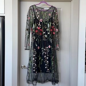 Floral Embroidered Mesh Dress
